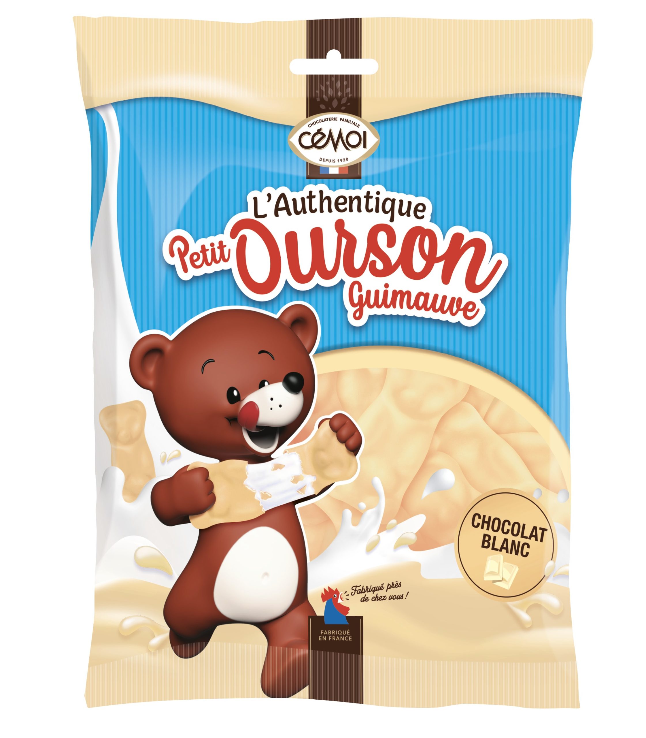 Sachet Petit Ourson Guimauve Chocolat Blanc 180g cemoi