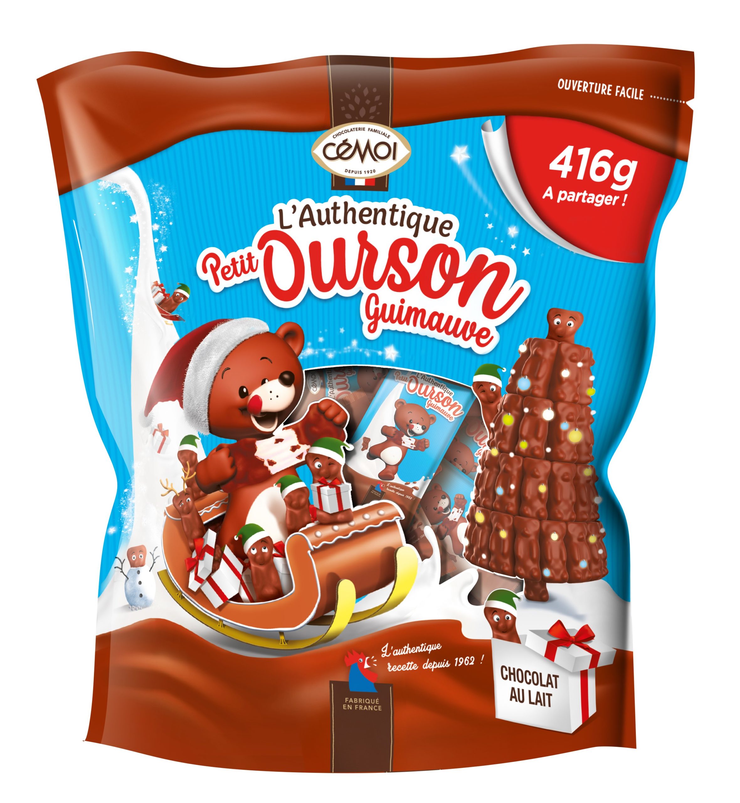 L'Authentique Petit Ourson Guimauve de Noël à Partager Cémoi
