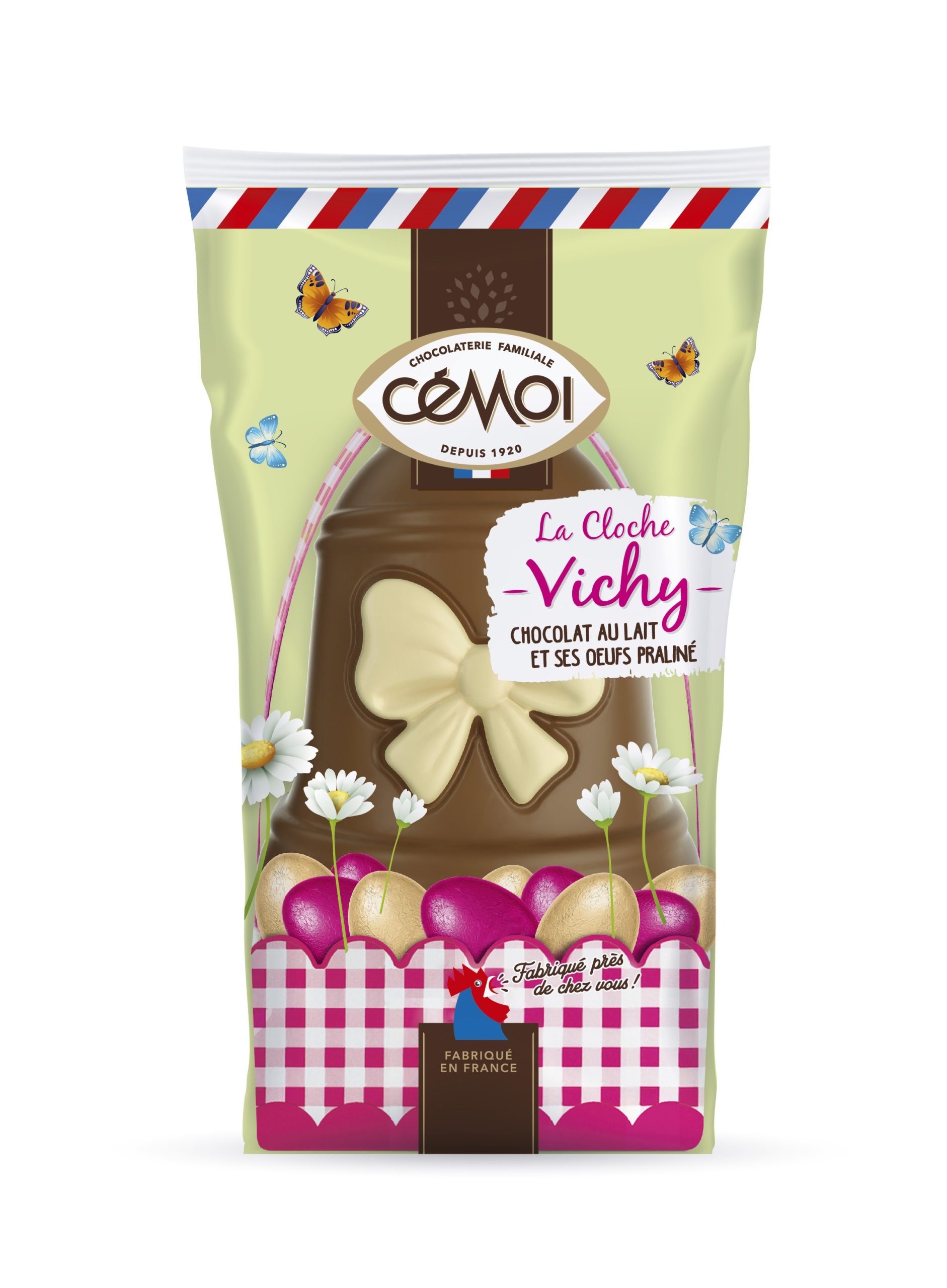 La cloche Vichy au chocolat au lait et ses oeufs praliné, 154g