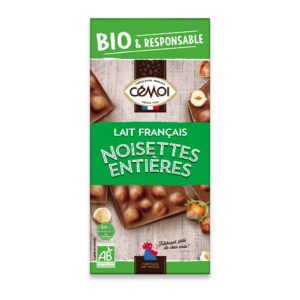 Tablette Bio Gourmande Chocolat au Lait et aux Noisettes Cémoi